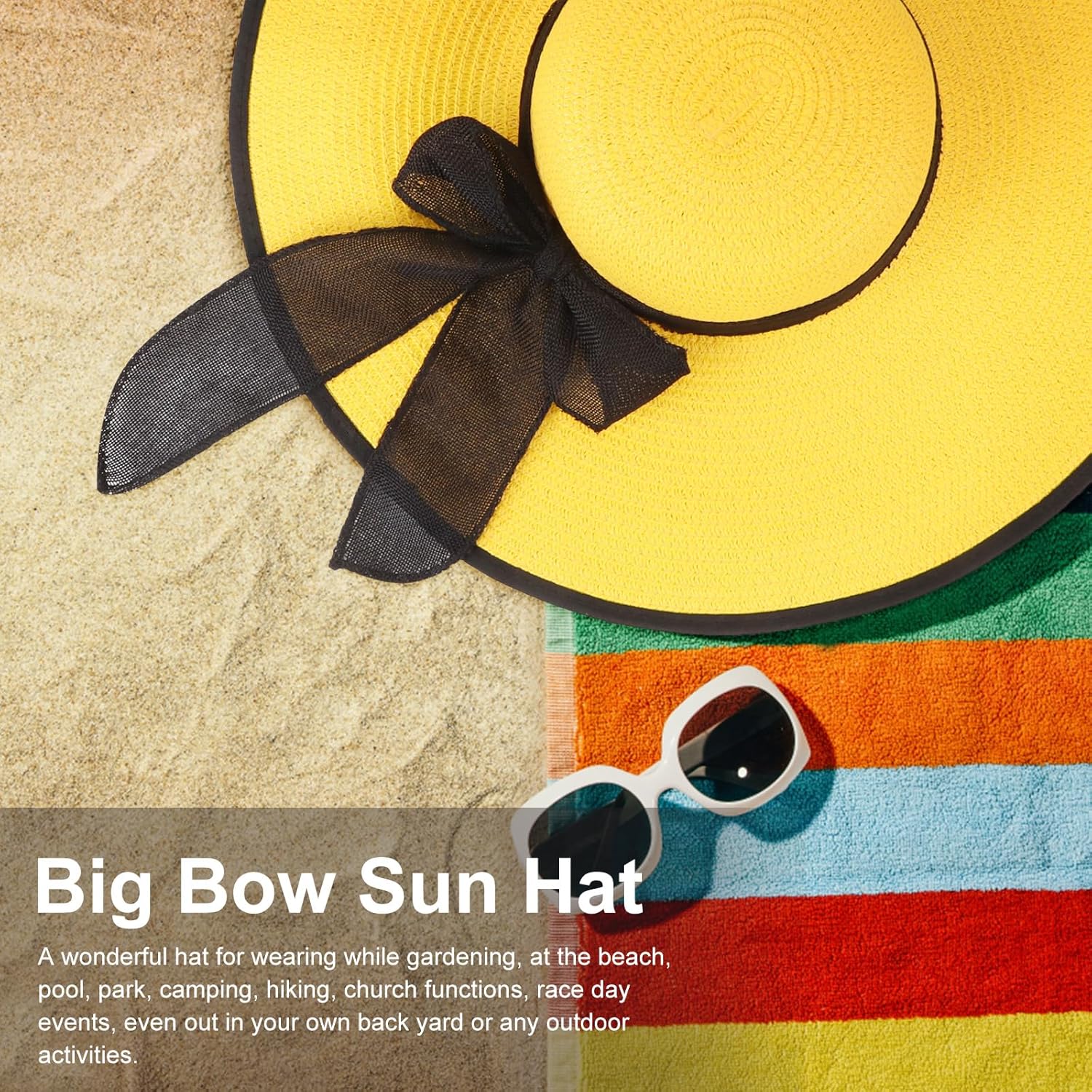 DRESHOW Beach Hats for Women Big Straw Wide Brim Summer Hat Floppy Foldable Roll up Cap Sun Hat UPF 50+ - Image 4