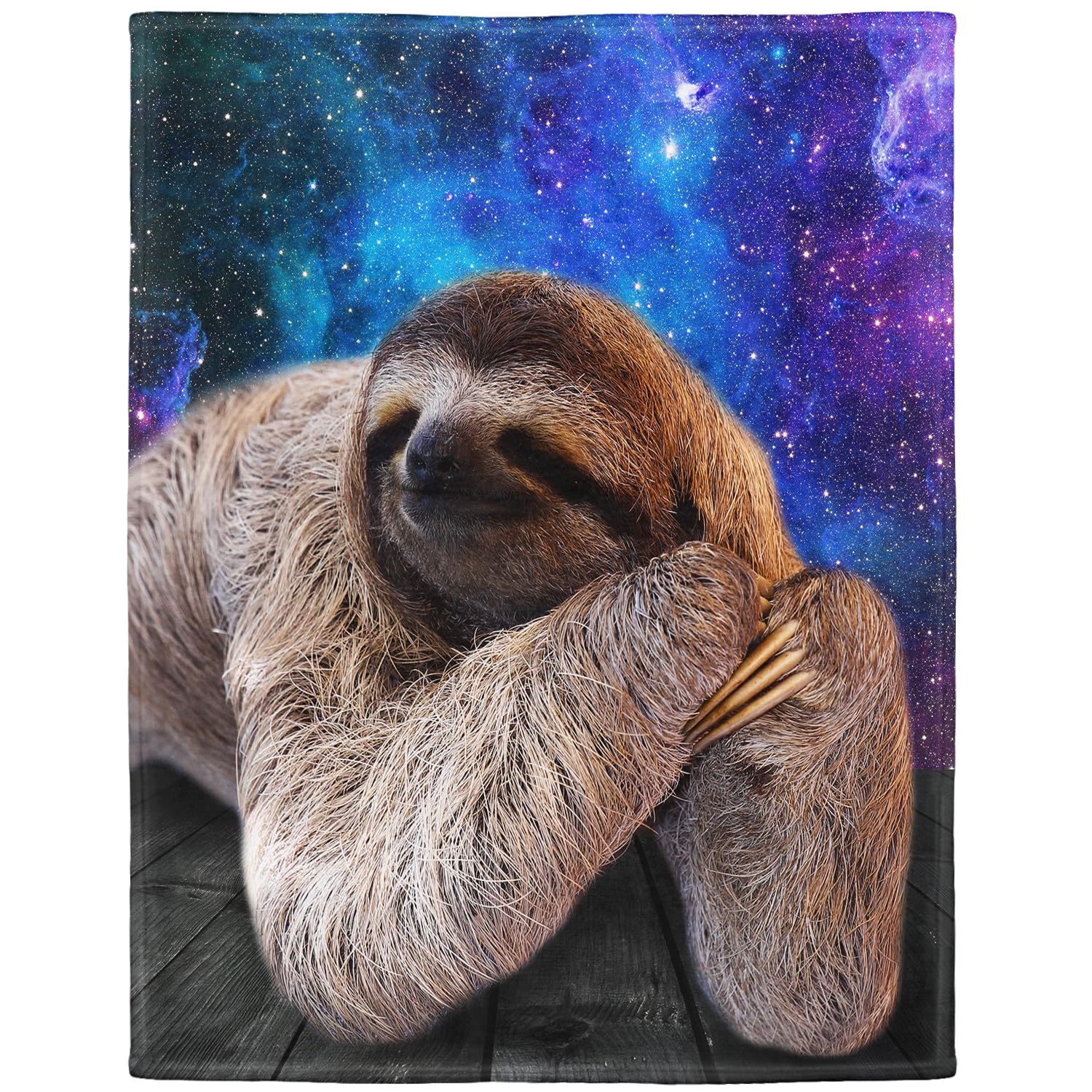 Yisumei Blanket 125 x 150 cm Cuddly Blankets Soft Flannel Soft Fleece Blanket Bed Throw Sloth Wood Grain Galaxy