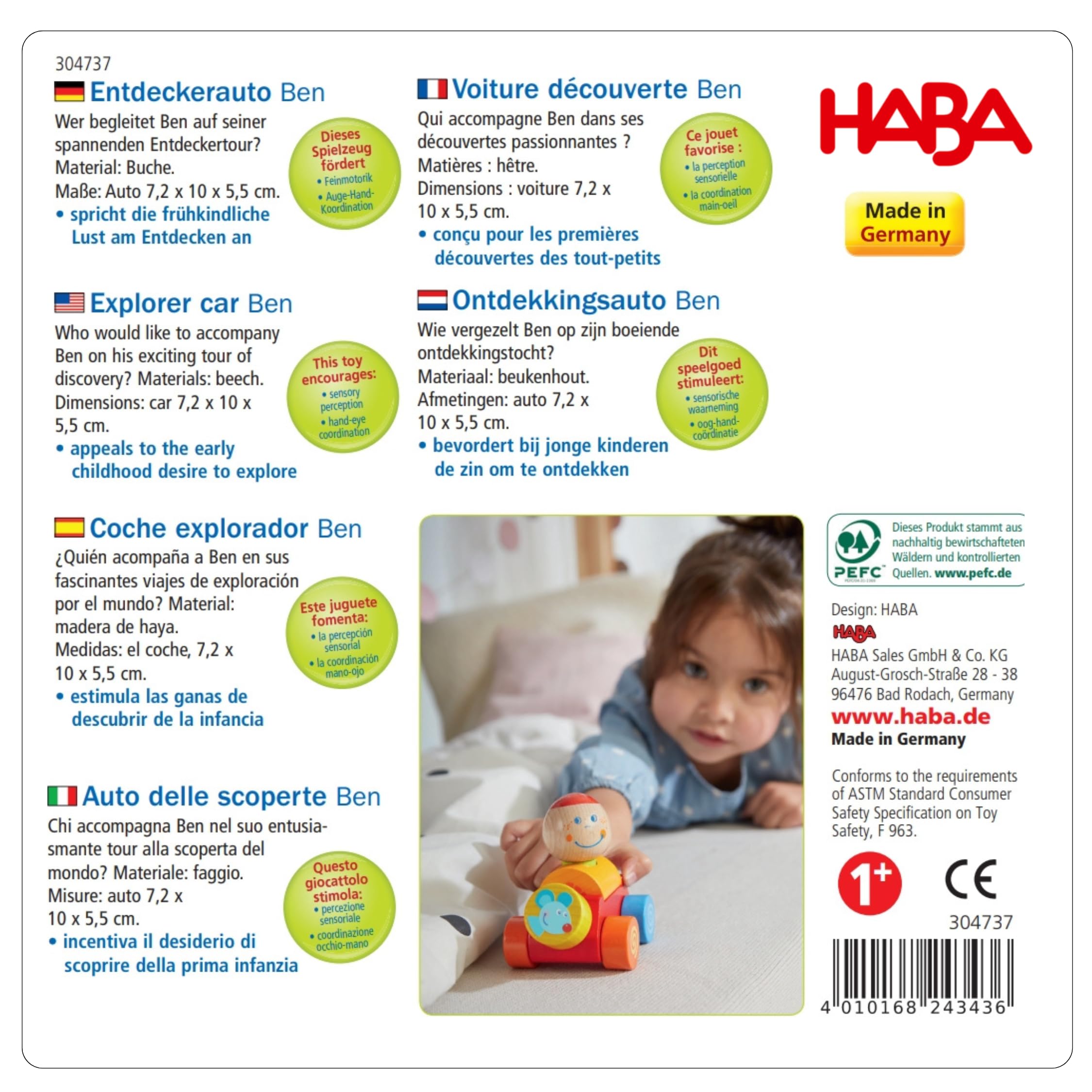 HABA 304737 Explorer Car Ben for Ages 12 Months and Up (Made in Germany)