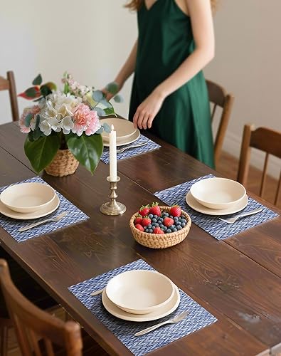 Miniatura 75 de Leetaltree - Manteles individuales, resistentes al calor, antideslizantes, para mesa de comedor, lavables, duraderos, tejido de PVC