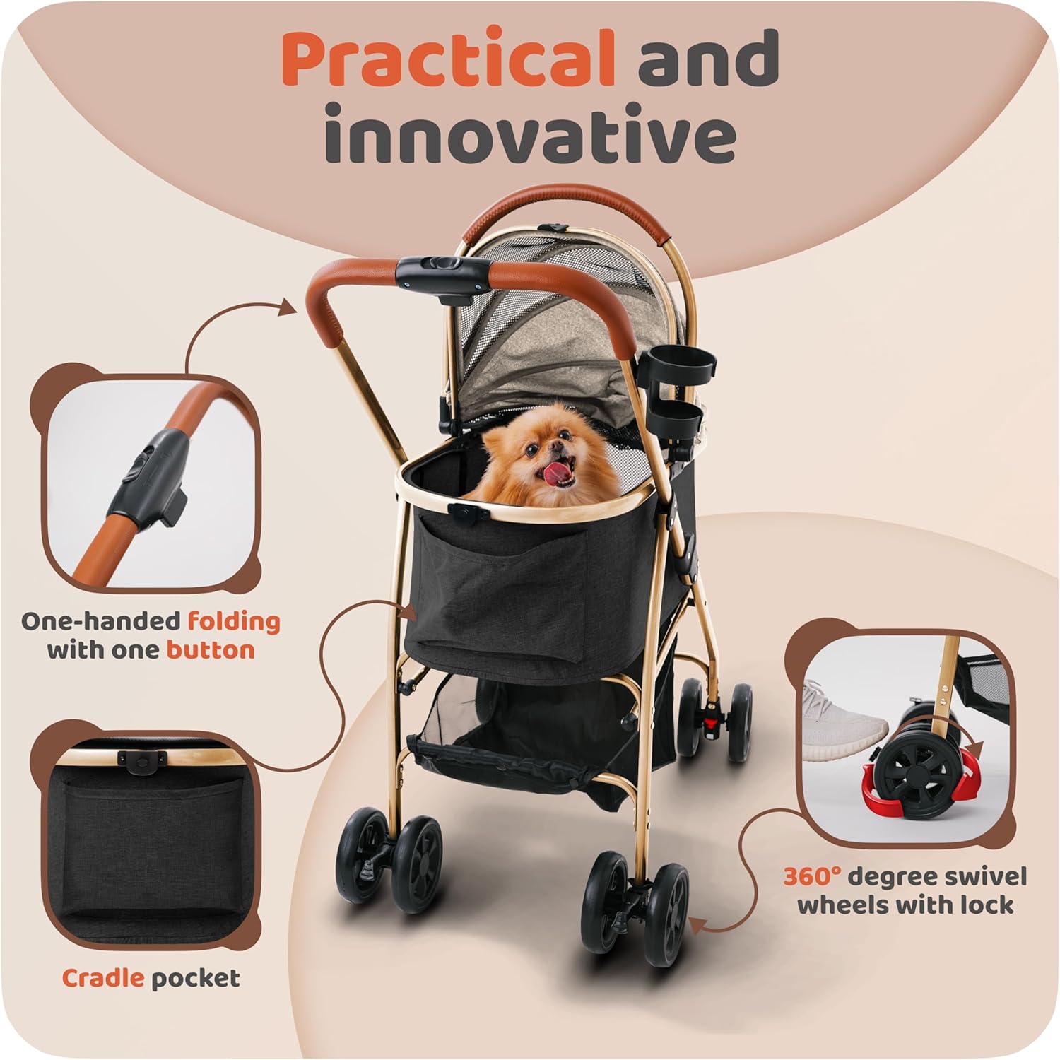 Ultimate Comfort: The Versatile 2-in-1 Pet Stroller for On-the-Go Pet Lovers!