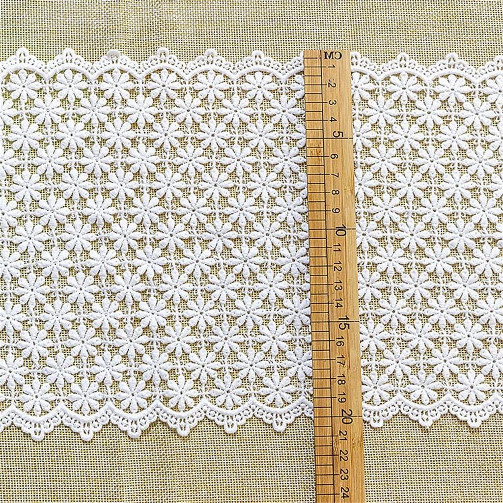 Générique Coton Blanc Ruban Brodé Fleurs Dentelle Appliques Col Manches Garniture Rideaux Canapé Couture Accessoires (Couleur : Blanc, Taille : 21CM) (Blanc 21CM)