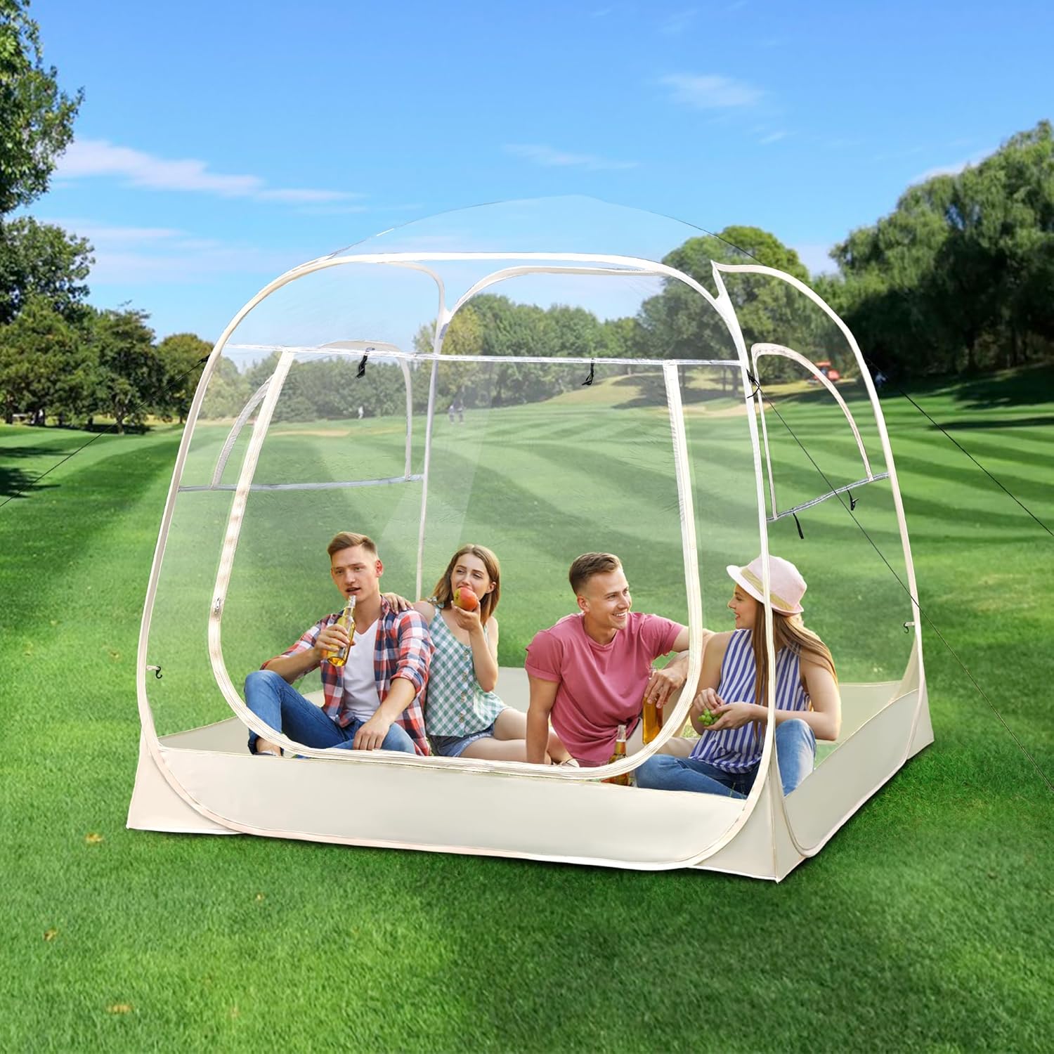 All Weather Sports Tent, 71 * 71 * 65in with Carry Bag, 1-3 Persons Shelter, All Weather Sports, Rainproof and Windproof Camping for Game Days, Camping Parties & Hiking, Sport Event
