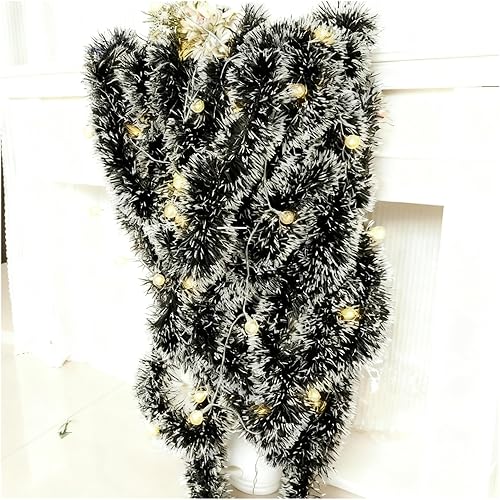 Miniatura 7 de Guirnalda de Navidad con luces, guirnalda metálica de oropel giratorio de 50 pies, decoración colgante para el hogar, ventana, chimenea, interior y