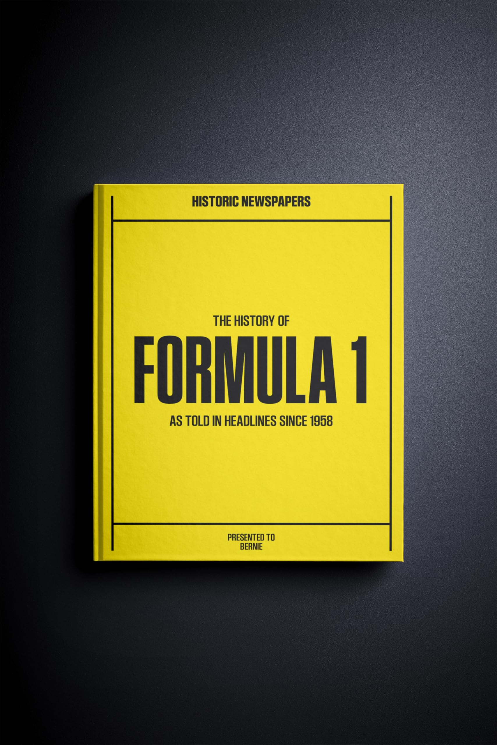 Historic Newspapers - Personalised Sporting Newspaper History Book - UK Sports Fan Gift - History told Through Newspaper Coverage - Name Printed on Cover (Formula 1)