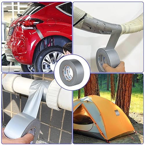 Miniatura 7 de Cinta adhesiva plateada de 4 pulgadas, paquete de 4 cintas adhesivas resistentes, totales de 220 yardas, 8.3 mil de grosor, fuerte, flexible, sin