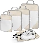 5 Set Compression Packing Cubes Travel: Luggage Organizer Bags | Suitcase Organizers Bags for Compression for Traveling Packing Organizers for Travel Essentials Accessories, Black