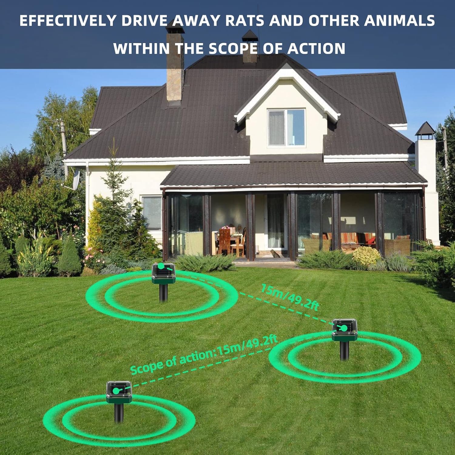 Ahuyentador solar de topos, 8 unidades: Ultrasonic Solar ahuyentador de topos, repelente de topos, control de topos, repelente de topos, ahuyentador de roedores, control de plagas con IP65 para jardín