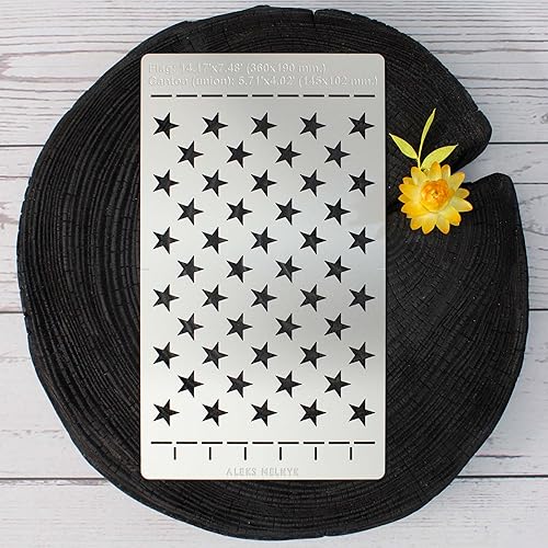 Miniatura 5 de Aleks Melnyk No.429 Plantilla de la bandera americana de 50 estrellas de acero inoxidable, plantillas de metal Unión de 50 estrellas