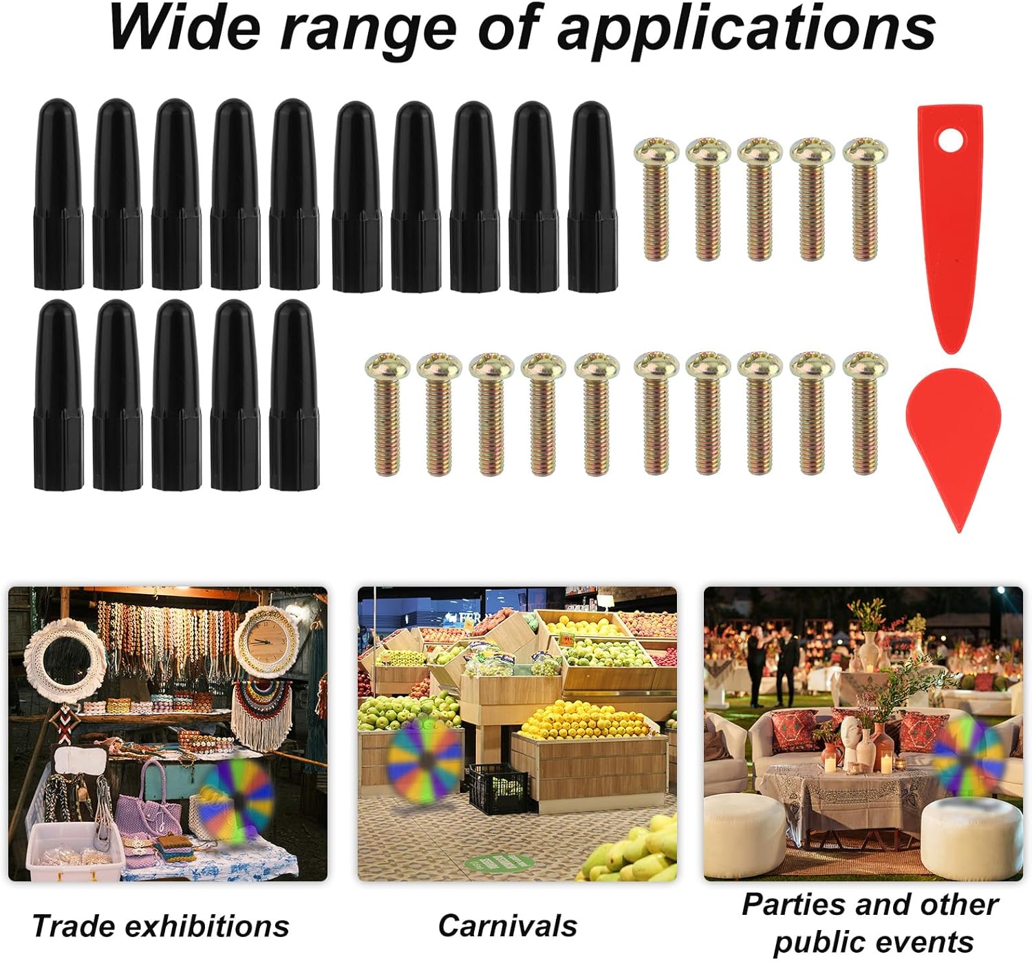 Spinning Wheel Replacement Kit, Includes 15 Prize Spinning Wheel Pegs 15 Screws and 2 Red Pointers Spin Spinner Accessories Suitable for Party Carnival Club Bar Trade