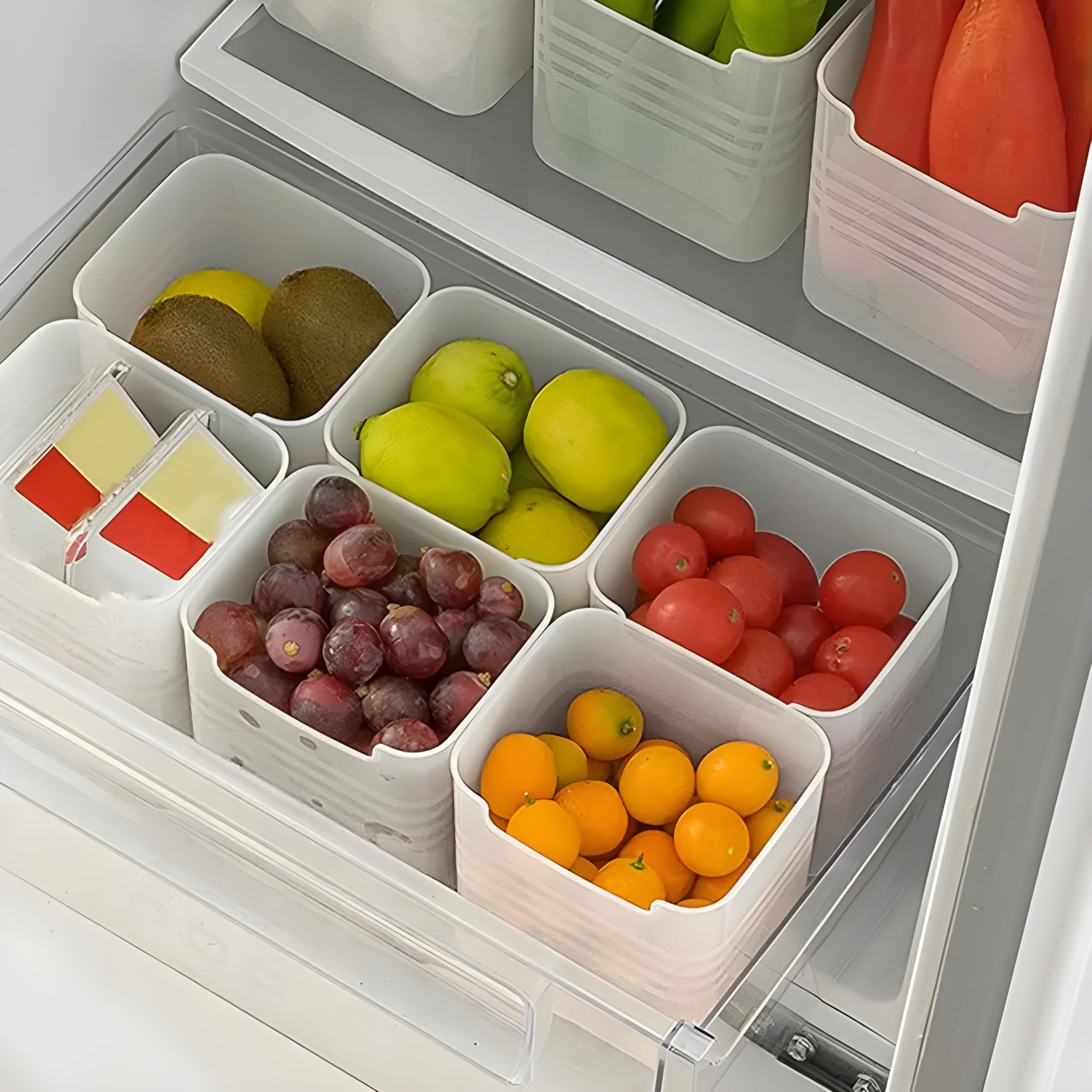 Meteor Fridge Storage Plastic Containers | BPA-Free, Stackable, Transparent Food Organizers for Refrigerator & Kitchen Storage (Pack Of 6) (Transparent Without Lid)