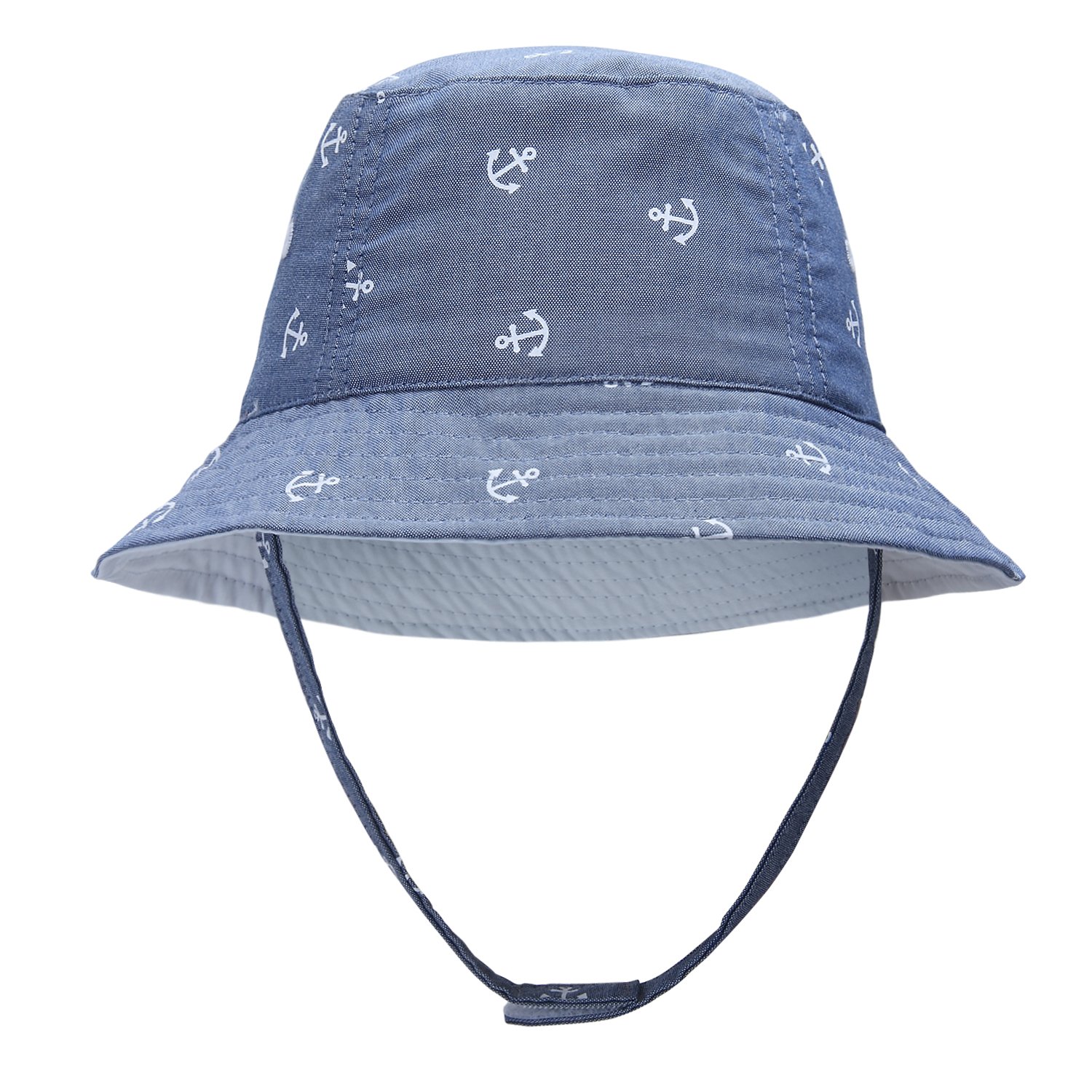 Vivobiniya Kid Boy's Sun Hats Toddler and Baby Boy Bucket Chlidren Summer Hats Outdoor Cap Boat Anchor (US, Age, 6 Months, 12 Months, Blue)