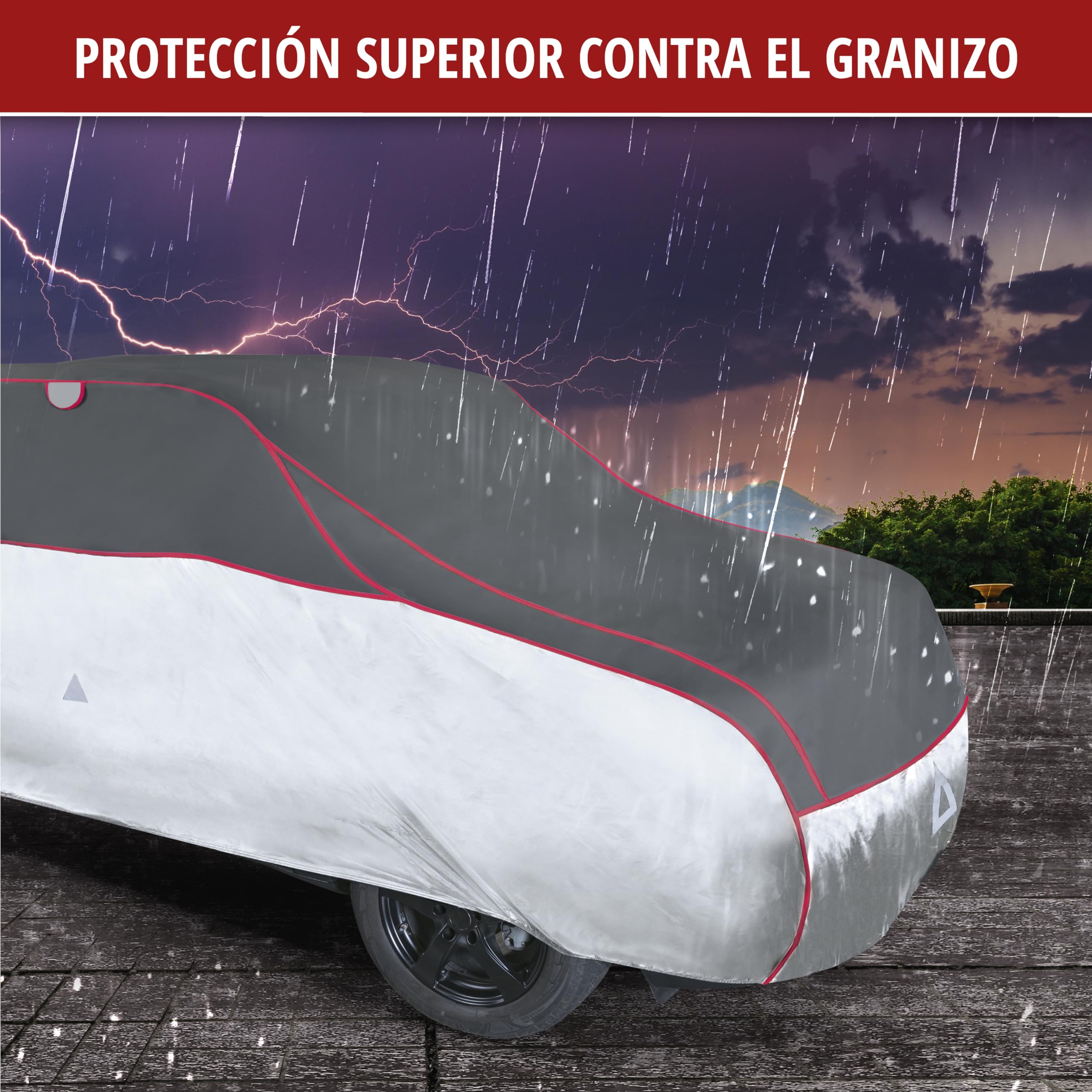 WALSER Funda antigranizo para el Coche Pro, Funda Repelente al Agua antigranizo para automóvil, Lona para Coche, Funda para Coche Talla 9 - Antracita-Plata