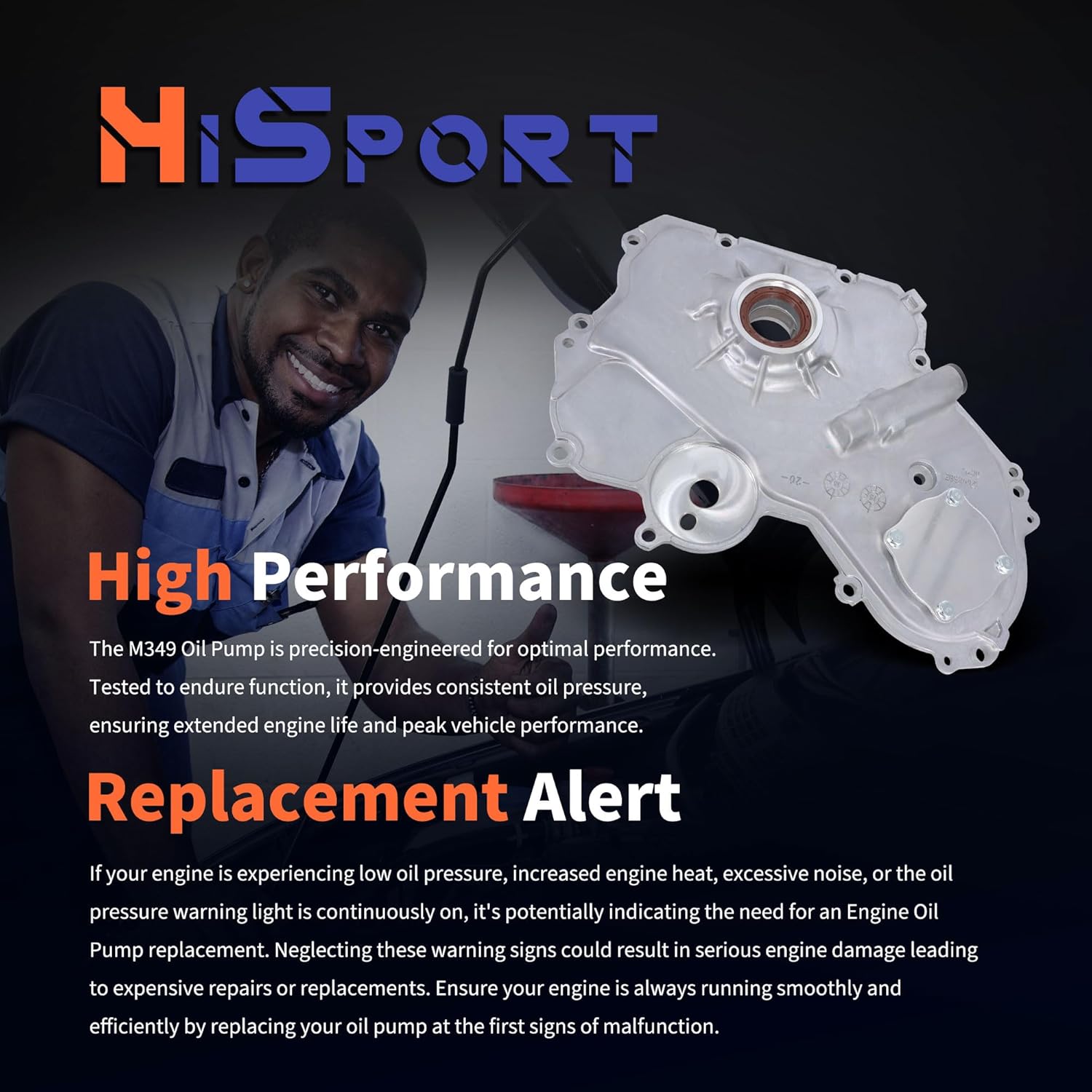 HiSport M349 Engine Oil Pump Compatible with Buick Chevrolet Pontiac Saturn 2.0L 2.2L 2.4L 2000-2017 DOHC Replace OP314 TCS46041 JV5068 12582069 12584621