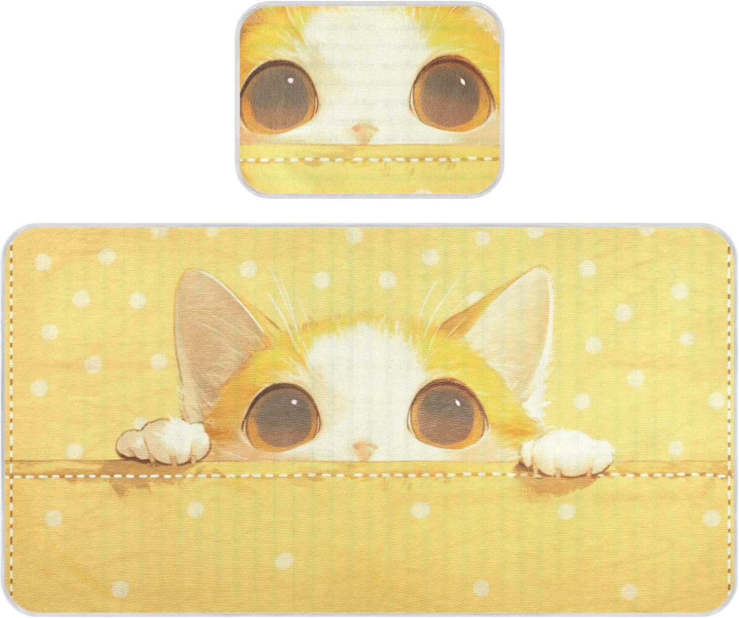 Cute Orange Cartoon Cat Cooling Baby Bassinet Mattress 28" x 52" Breathable Mattress Protector pad for Baby&Toddler