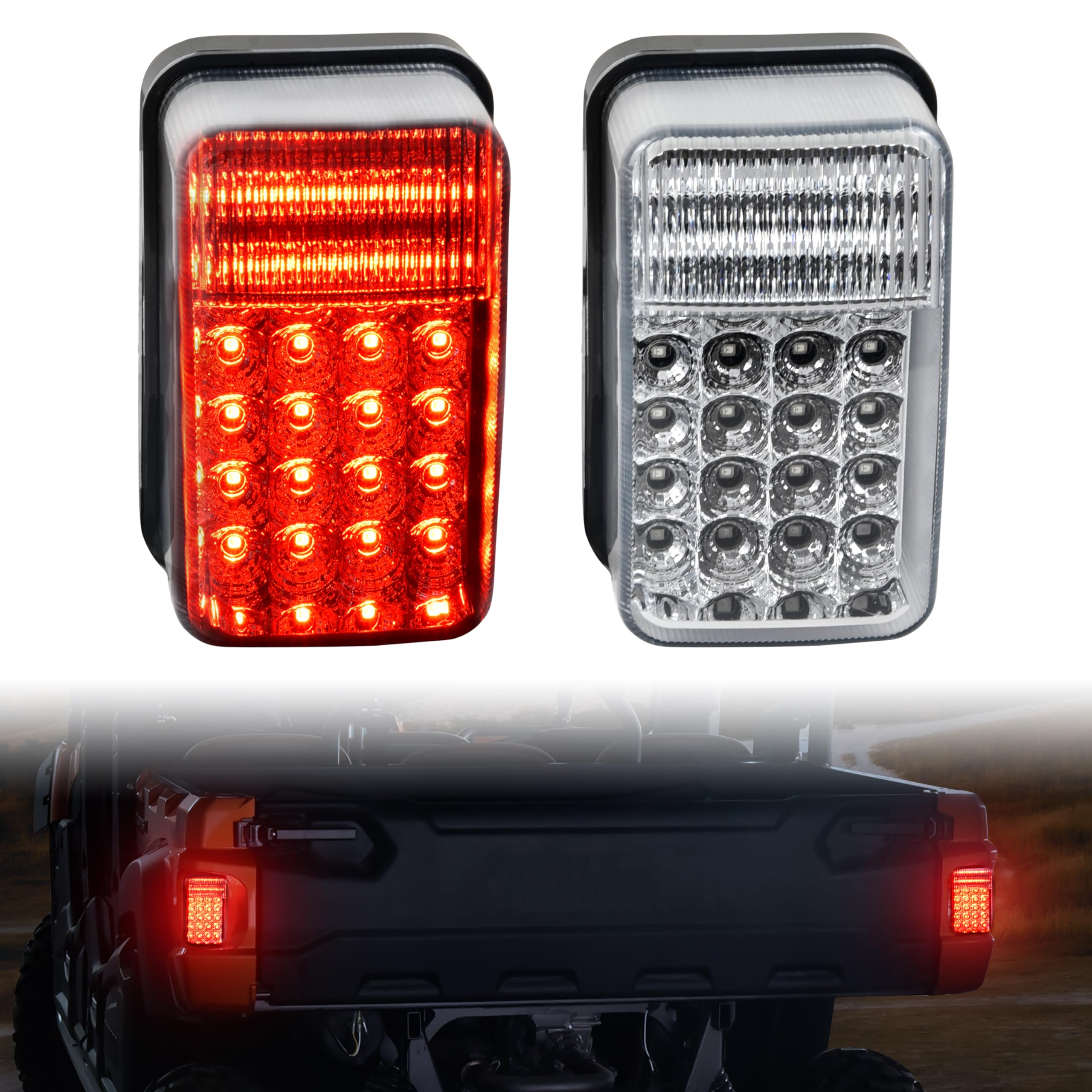 UTVSXPERT LED Tail Light Brake Stop Taillight Lamp for Yamaha Rhino 450 660 700 Grizzly Big Bear Bruin Kodiak Wolverine Rhino Viking Accessories, Replace #5KM-84710-01-00 (2PCS)