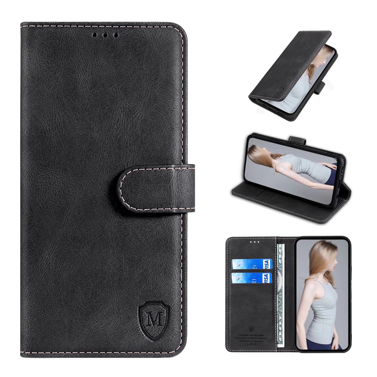 Etui FMPCUON do Oppo Realme 8/Realme 8 Pro,[PU Premium Leather Cover] [Etui z klapką], z gniazdami na karty do Oppo Realme 8/Realme 8 Pro, czarne