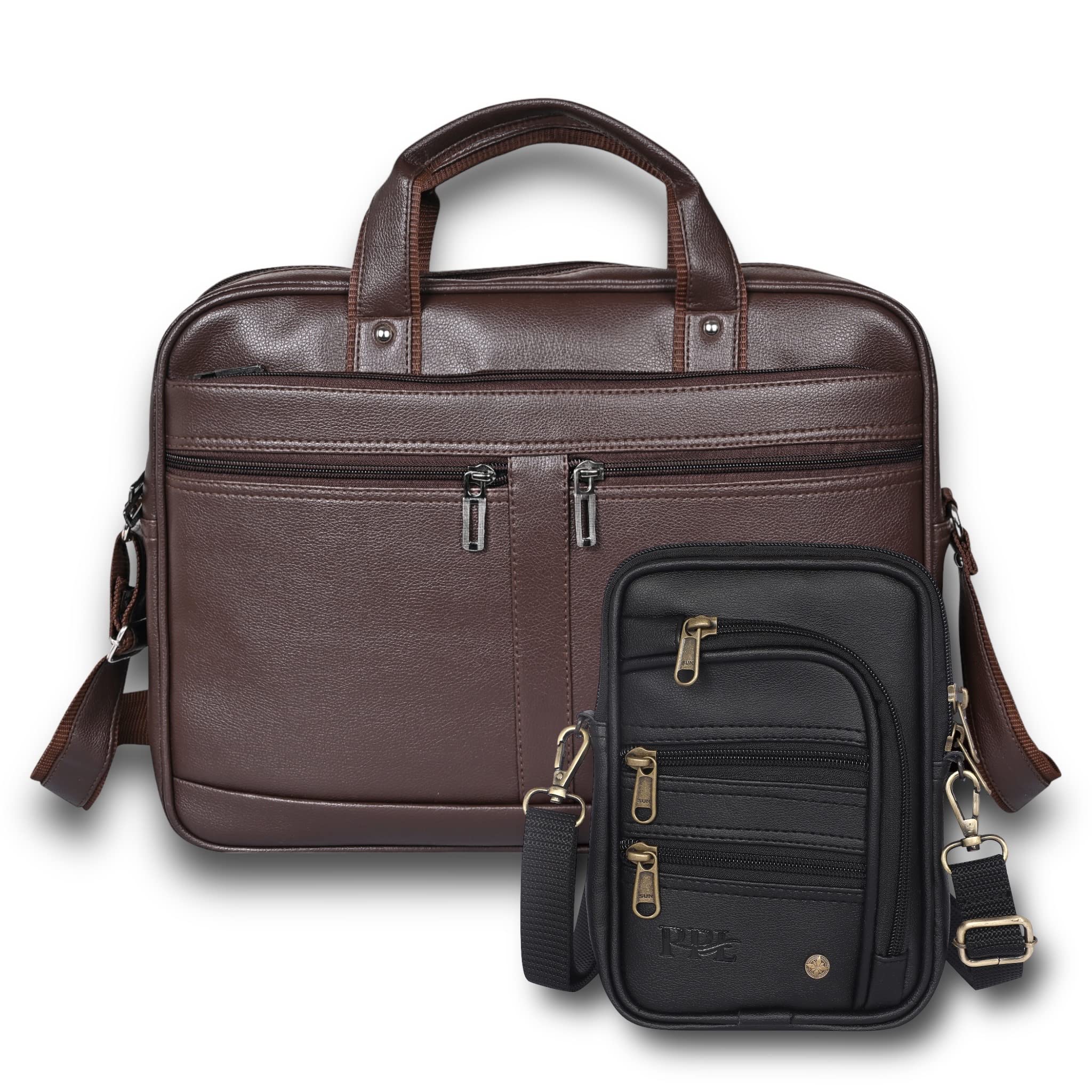 Pramadda Pure Luxury Classy Corporate Diwali Gift Item for Men Brown Leather Messenger laptop File Black Leather Crossbody Bag Combo Pack | Special Birthday Gifts for Men Employee Staff Clients. (B0C13XGM73) Amazon Price History, Amazon Price Tracker