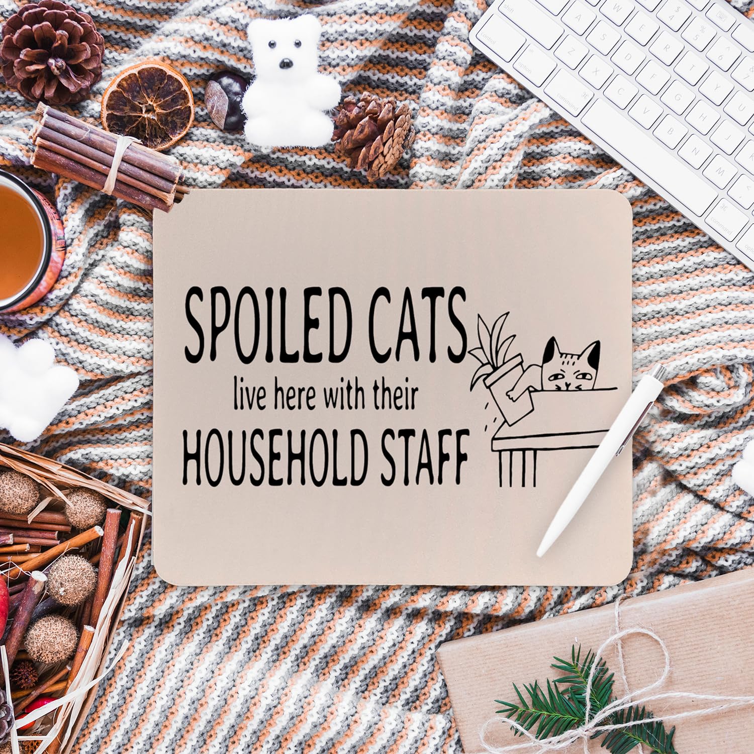 Funny Cat Mouse Pad, Cat Mom Lady Lovers Gift Mouse Pads Mousepad for Home Office Dorm Laptop Computer Desk Accessories Supplies, 8.7x7.1 Inch