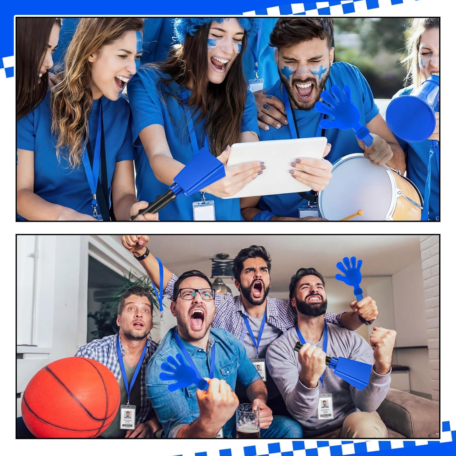 21 Pcs Cheer Cheerleader Team Items, Spirit Game Day World 2026 Stadium Events Accessories Bulk 9" Cow Bell Megaphones Hand Clapper for Sporting Events Soccer Football Basketball Event