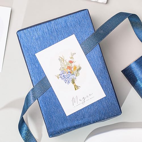Miniatura 6 de Homeral Mini rollo de papel de regalo, 17 pulgadas x 16.5 pies, color azul marino brillante sólido con textura cepillada para Navidad, cumpleaños,
