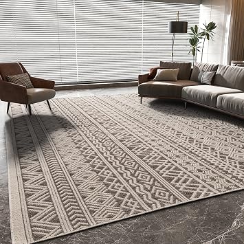 8x10 Area Rugs for Living Room Machine Washable Rug Woven Textured Neutral Boho Rug Ultra Soft Moroccan Carpet Ideal for Bedroom Dining Room Dorm Playroom Office, Brownish Black