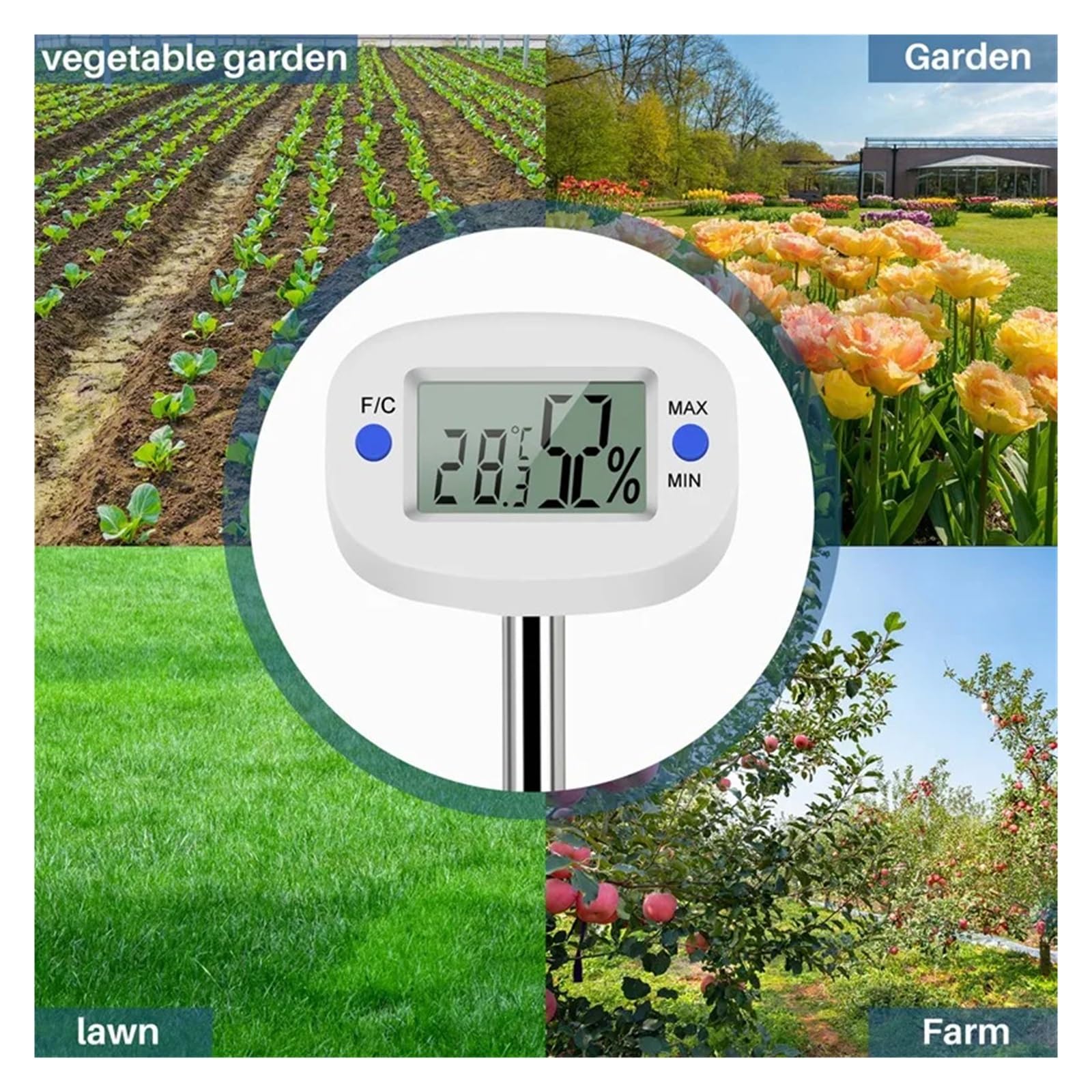 Digitales Bodenhygrometer, Feuchtigkeitsmesser, Temperatur- Und Feuchtigkeitstester Mit Sonde for Die Gartenarbeit