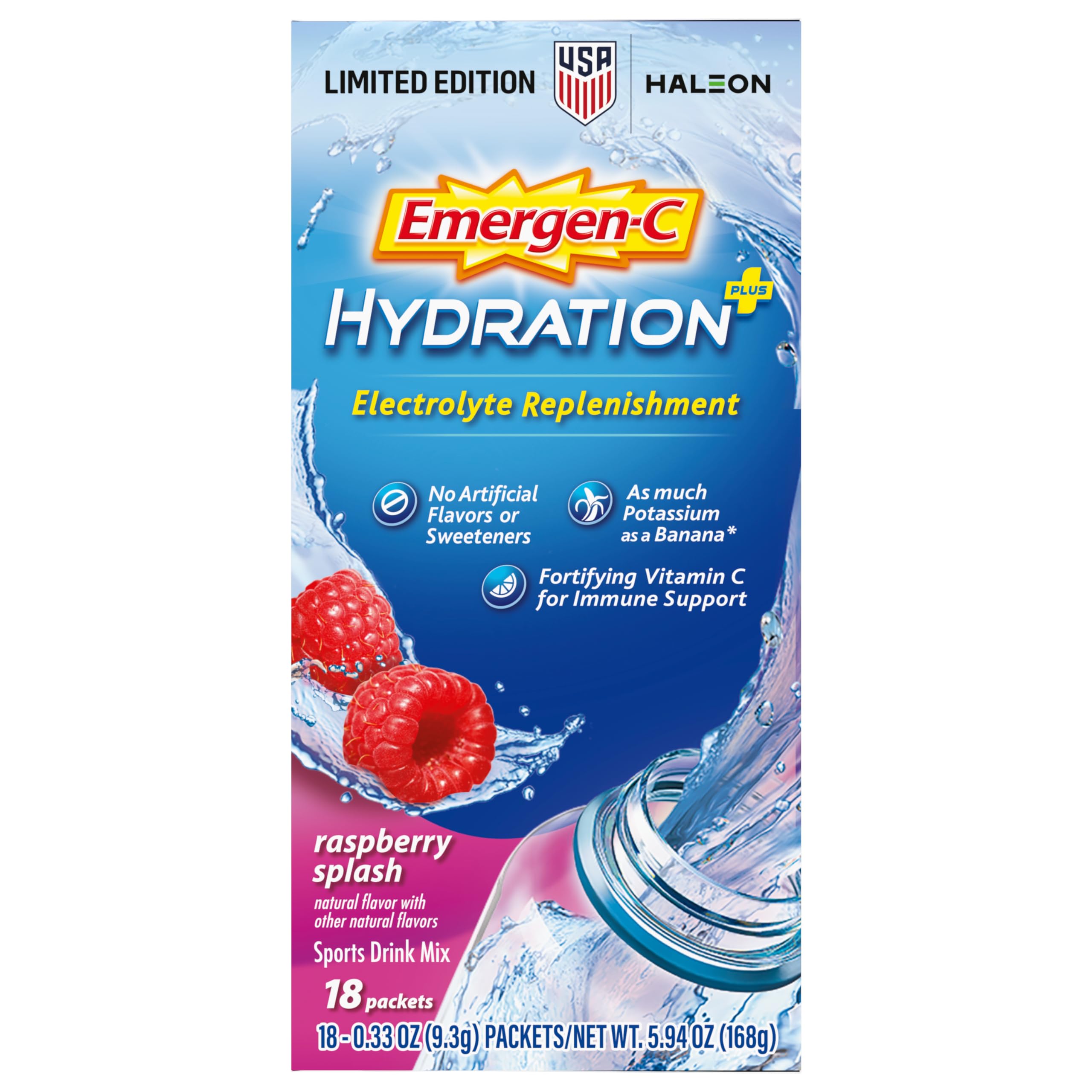 Emergen-C Hydration+ Vitamin C Sports Drink Mix, Raspberry, 18 Packets — Amazon image 11