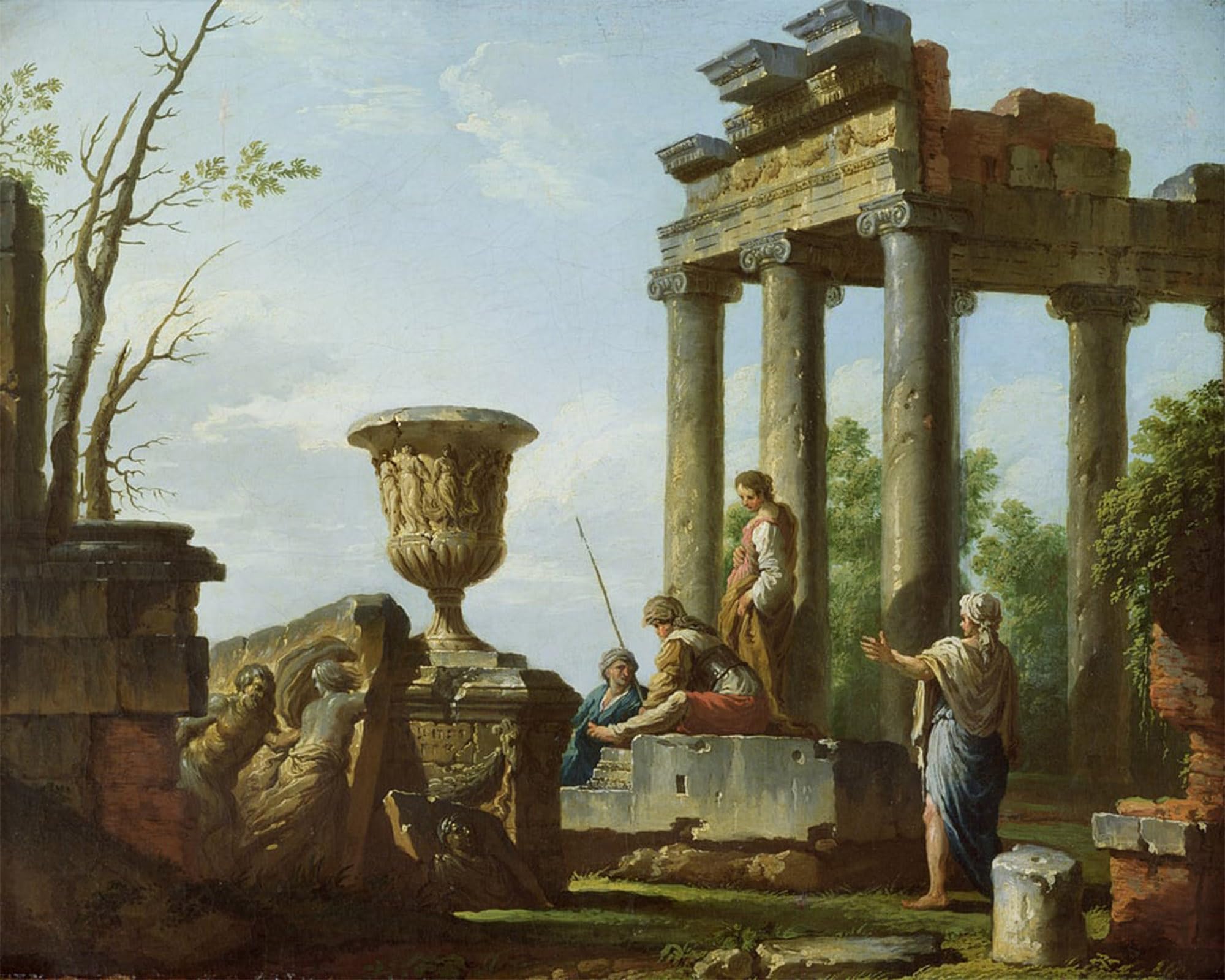 ARTXLXXBN Famous Print Painting Colorful Art Print Architectural Ruins by Paolo Pannini Canvas Art Decorations for Home Decor 60x90cm