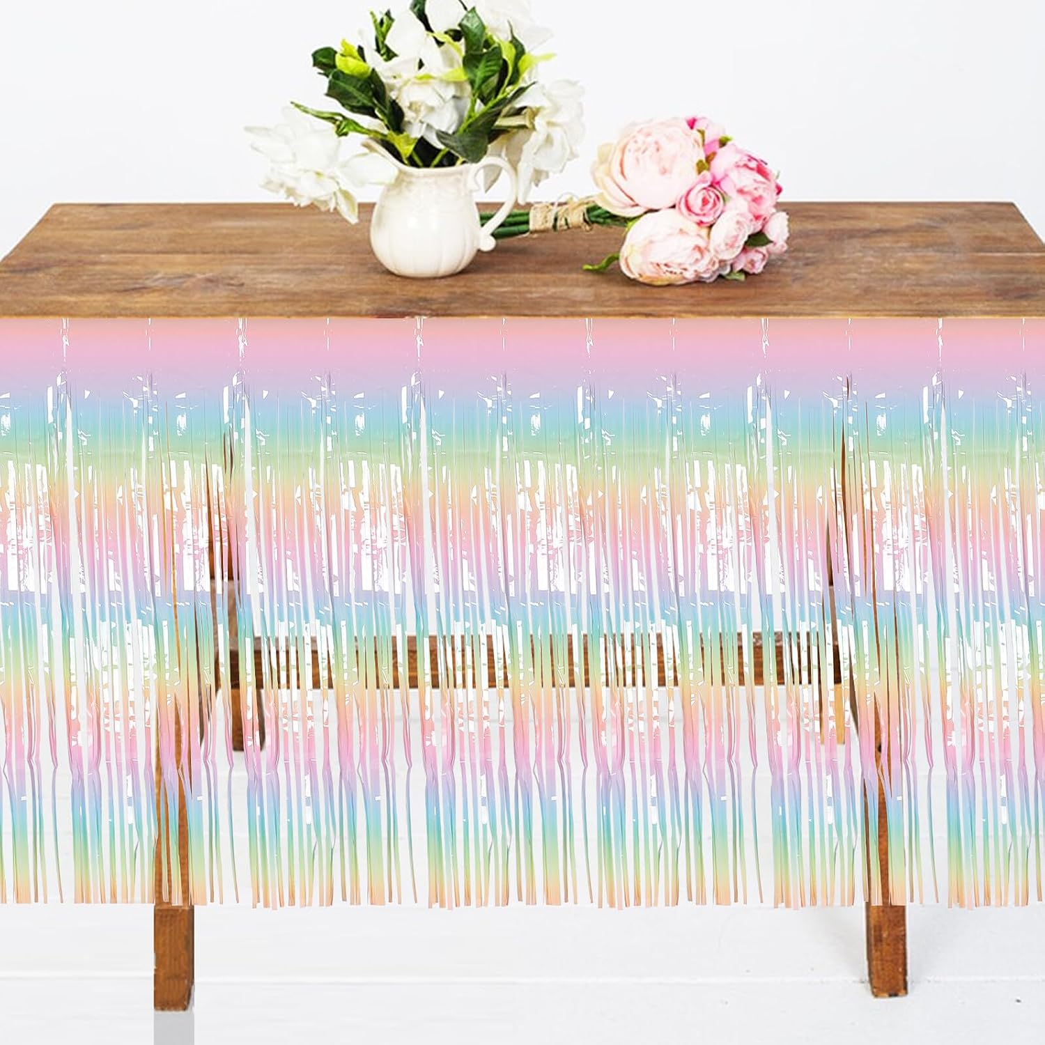 Macaron Gradient Tinsel Table Skirt for Rectangle Tables 75x275cm