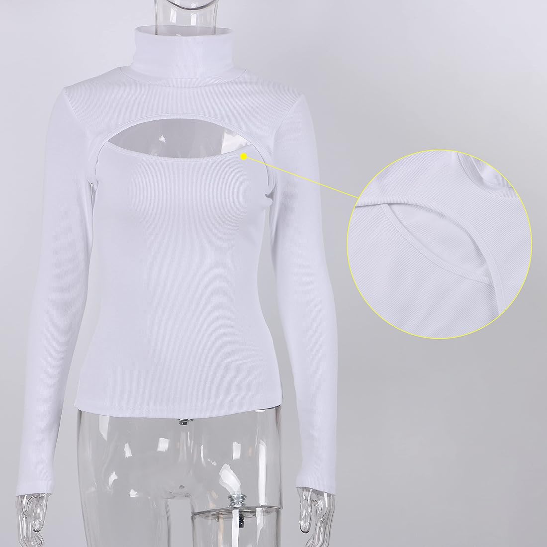 ForeFair Women's Fitted Long Sleeve Sexy Cut Out Shirts ForeFair Women's Fitted Long Sleeve Sexy Cut Out Shirts