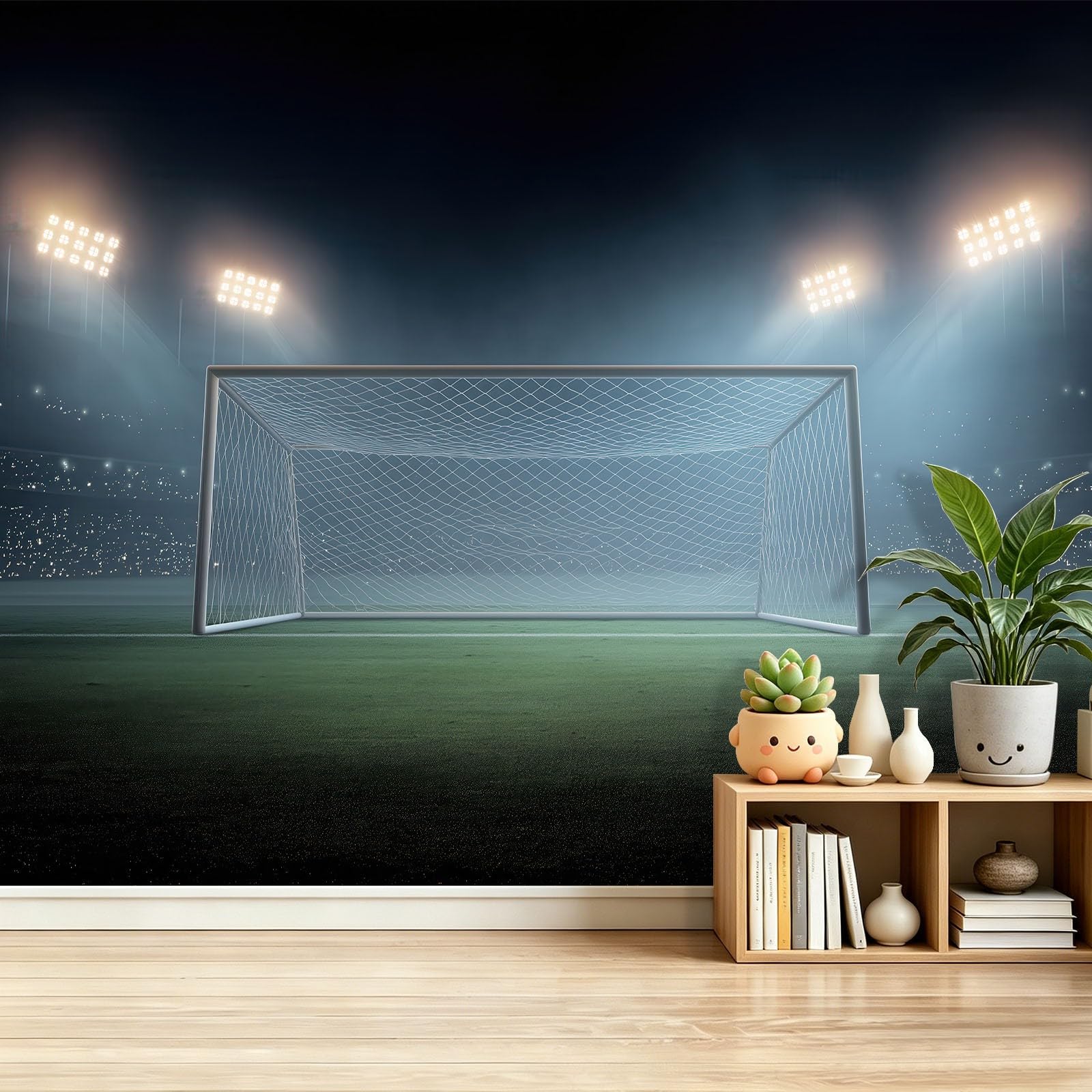 Fototapeta sportowa piłka nożna boisko do piłki nożnej fototapeta do sypialni pokoju sportowego, 300 x 210 cm fototapeta artystyczna, kolor zielony