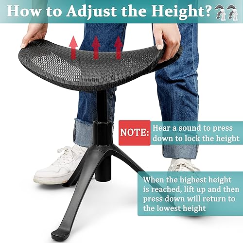 Miniatura 3 de Lilithye Reposapiés debajo del escritorio, reposapiés otomano de altura ajustable, taburete ergonómico con ruedas, reposapiés rodante de 360 para