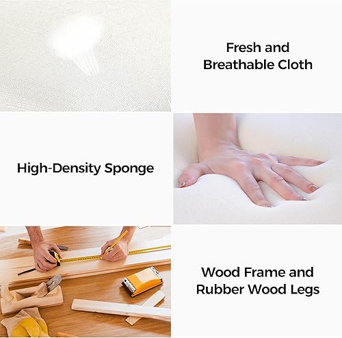 Miniatura 6 de Yaheetech Juego de 6 Sillas de Comedor Tapizadas en Tela con Respaldo Alto Abotonado y Patas de Madera Maciza para Cocina/Sala de Estar/Restaurante,