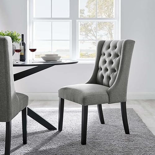 Miniatura 2 de Modway Baronet - Silla de comedor con botones, color gris claro