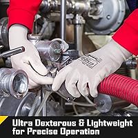 Vista 5 de COOLJOB Paquete de 12/60 pares de guantes de trabajo de seguridad a granel con revestimiento de poliuretano de agarre, guantes de punto sin costuras