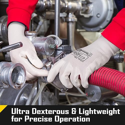 Miniatura 5 de COOLJOB Paquete de 1260 pares de guantes de trabajo de seguridad a granel con revestimiento de poliuretano de agarre, guantes de punto sin costuras