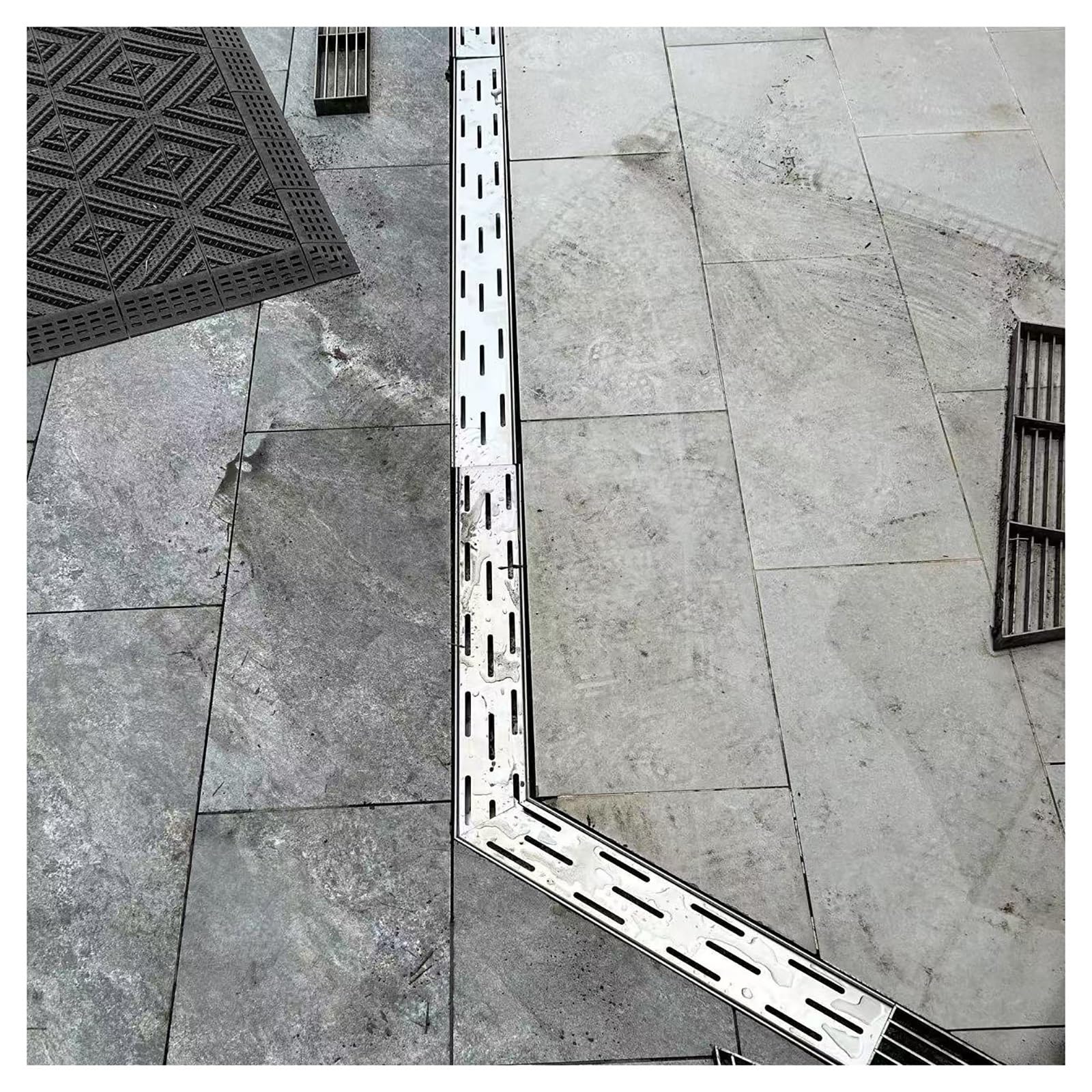 GLDYTVF 304 Stainless Steel Outdoor Drainage Grate Narrow Drainage Channel with Filter Heavy Duty Linear Drainage System (H8*W20CM/H3.15*W7.87IN)