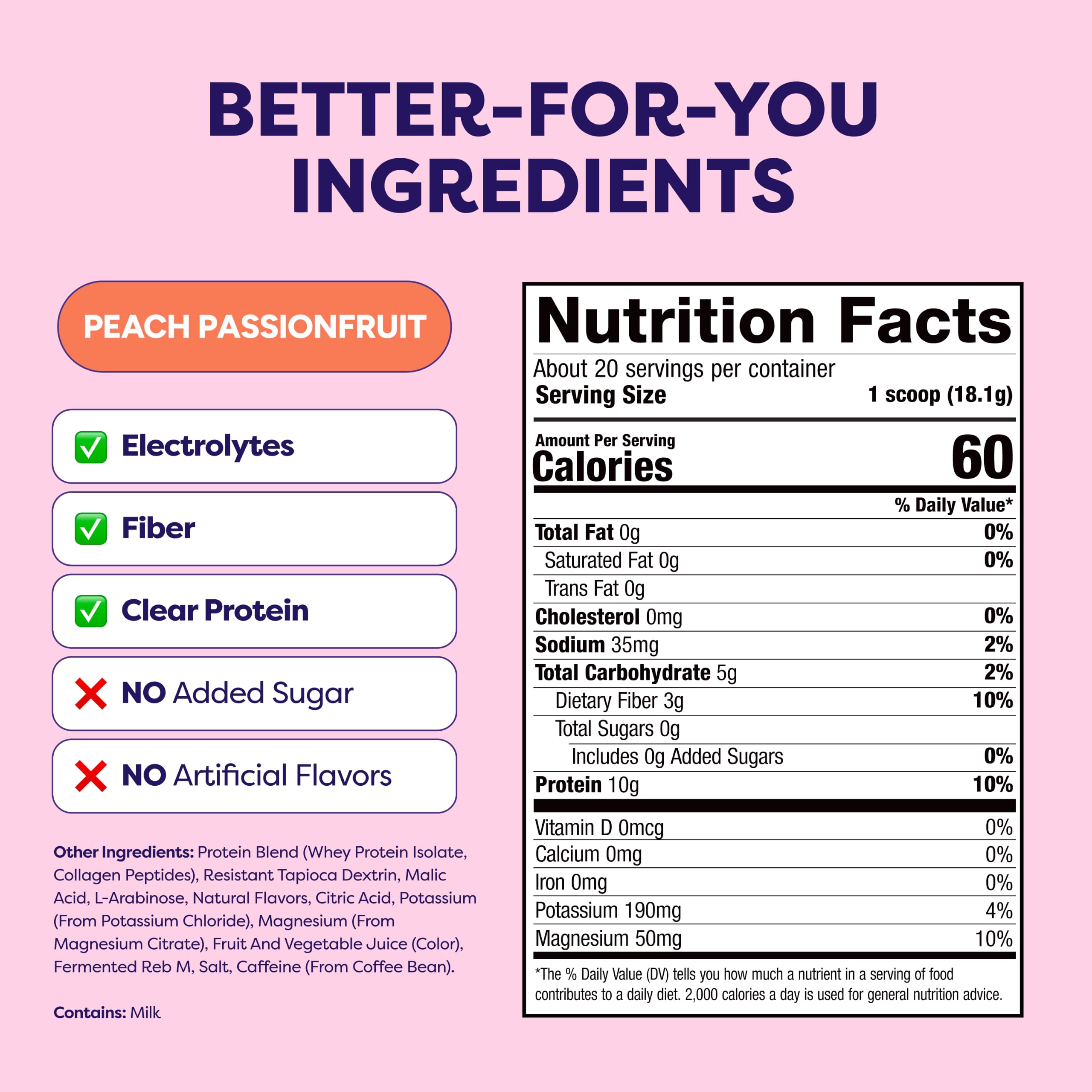 Javvy Clear Protein Powder with Clear Whey Protein, Peach Passion — Amazon image 2