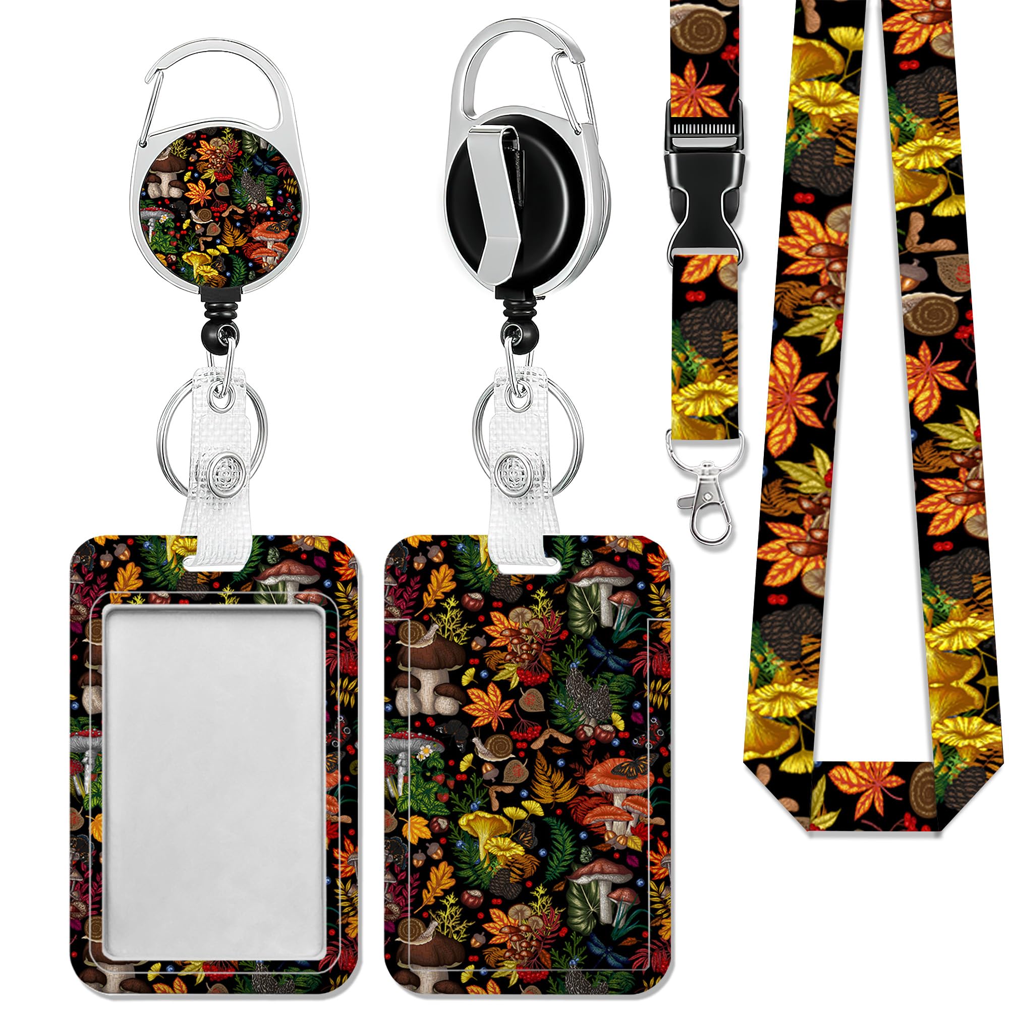 Mushroom Lanyards For ID Badges, Funny ID Badge Holder With
