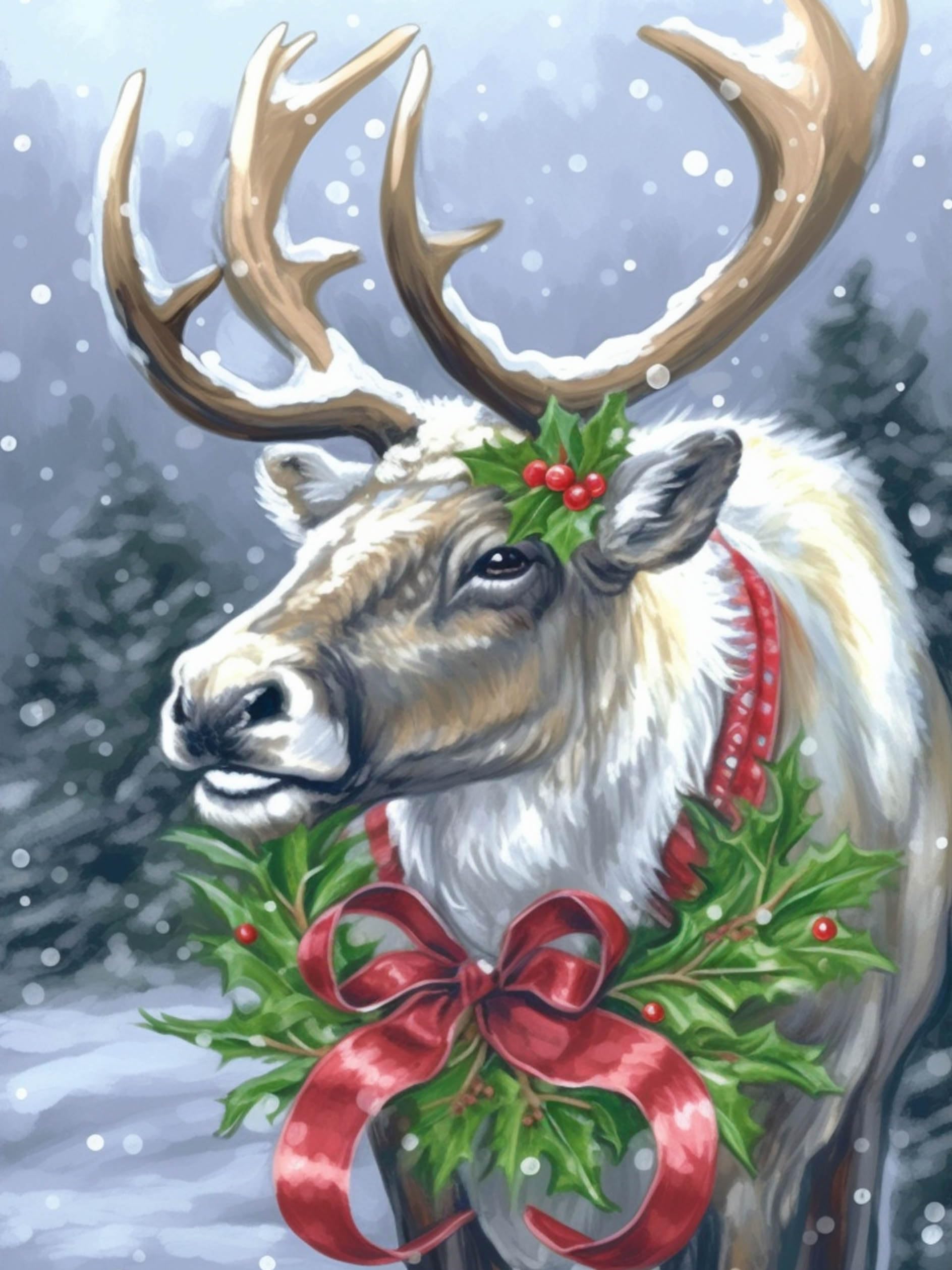 Vaiieyo Christmas-8 5D Diy Christmas Diamond Art Kits Adults, Elk Diamond Painting, Paint With Round Full Drill Crystal Rhinestone Diamonds Gem Art For Home Wall Decoration Gift 12X16inch-37