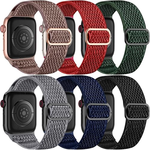 Lerobo Paquete de 6 correas elásticas trenzadas compatibles con Apple Watch de 1.732 in 1.772 in 1.654 in 1.929 in 1.614 in 1.575 in 1.496 in,
