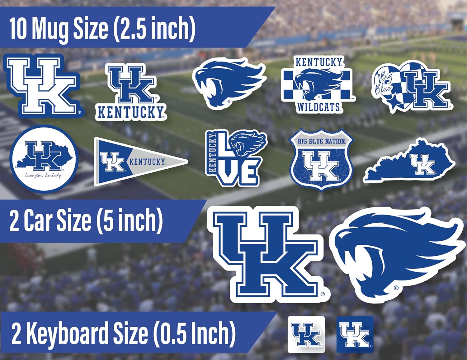 Kentucky Stickers for Gift, Car, Water Bottle, Laptop, and Phone for UK Football Fans and University Graduates (Kentucky Wildcats) - Image 2