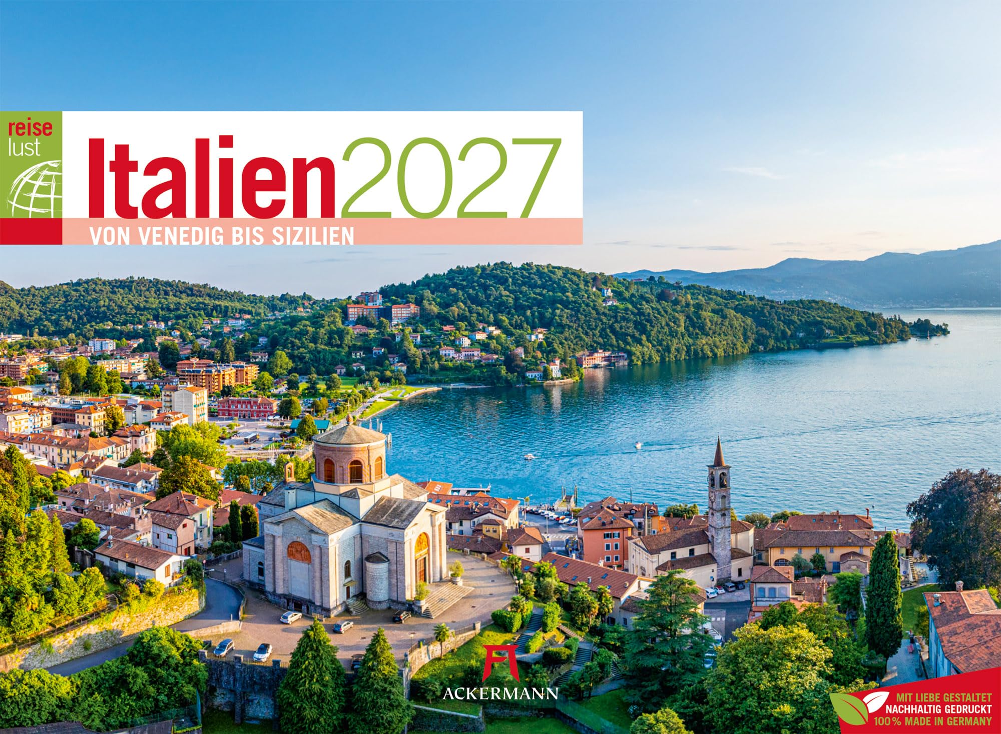 Calendrier Italie 2027 de voyage grand format 45x33 cm poster panoramique Toscane Rome Sardaigne