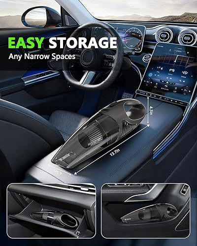 Miniatura 5 de Aspiradora de mano inalámbrica, recargable con motor sin escobillas, potencia de succión portátil de mano, mini aspiradora para automóvil, hogar,