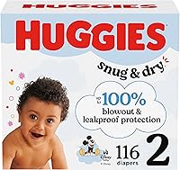 Huggies Snug & Dry Giga Diapers Size 2, 116 Count - Ultra-Absorbent Leak-Proof Disposable Baby Diapers