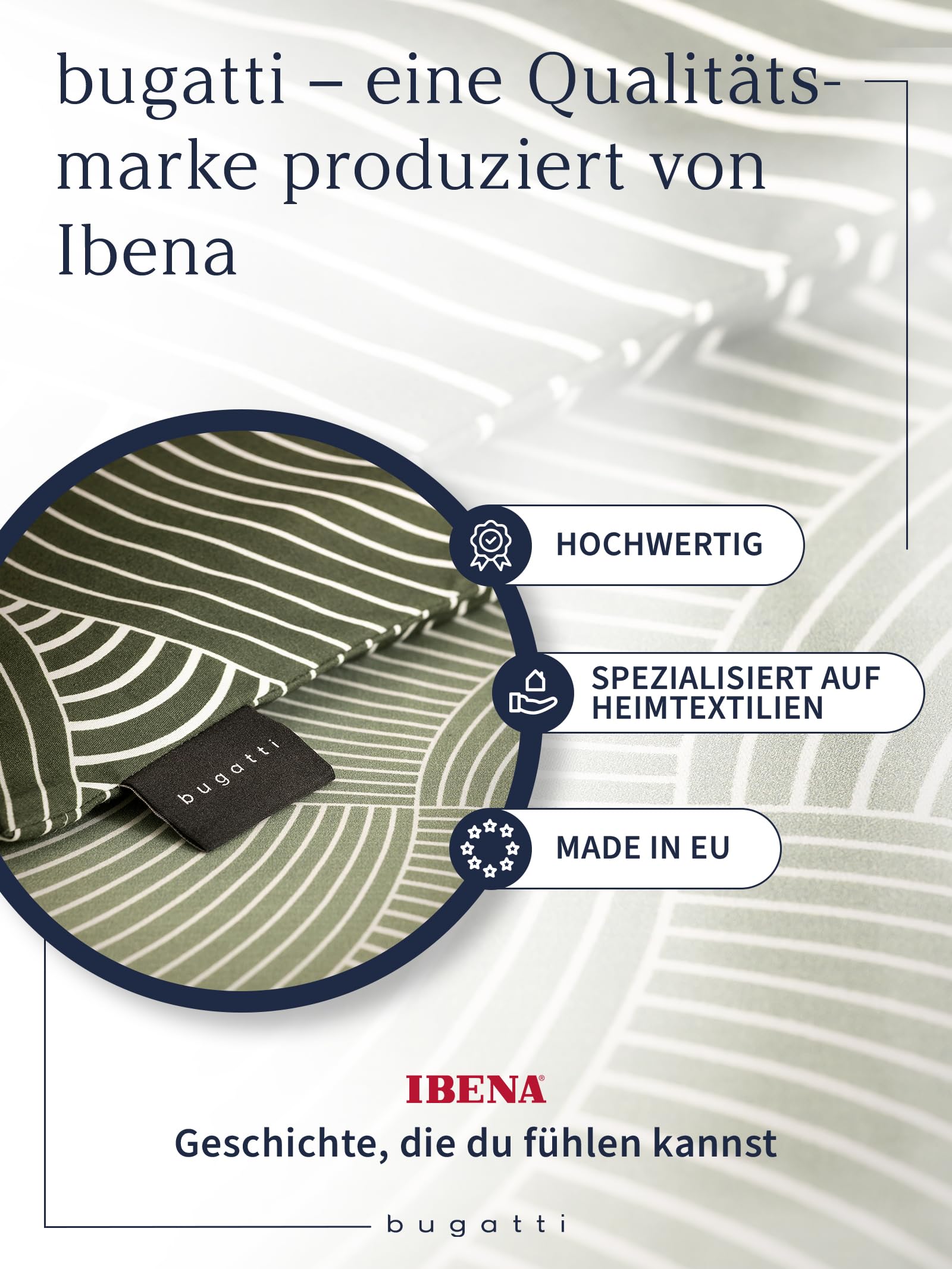 bugatti Bettwäsche 135x200 cm - 100% Baumwolle, Reißverschluss, anschmiegsam, weich & waschbar, Mako Satinbettwäsche Kreise grafisch grün