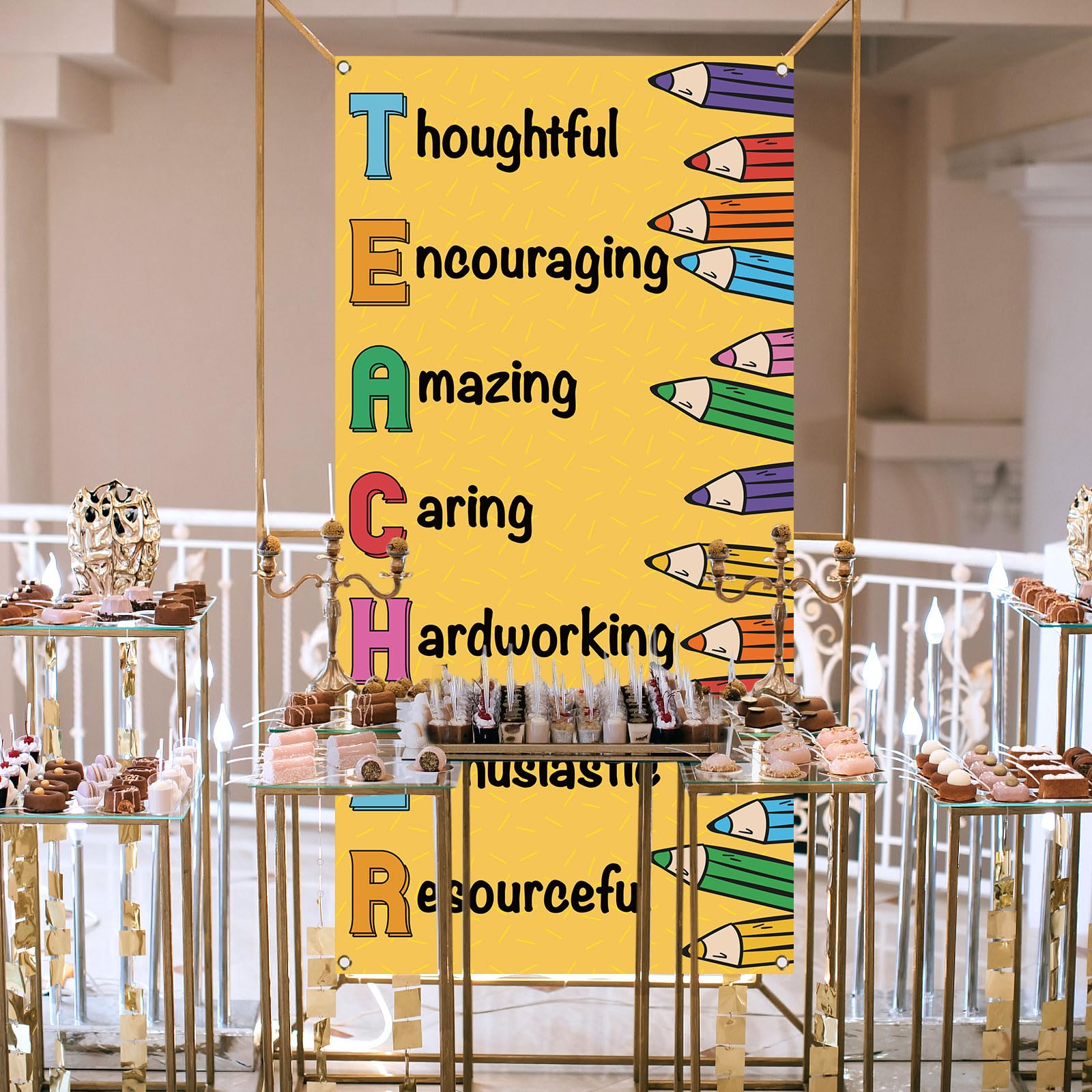 Teacher Appreciation Week Door Cover Thank You Teachers Party School Classroom Front Door Banner Photography Decoration - Image 4