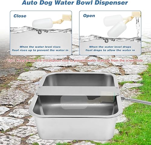 Miniatura 4 de YUEPET Dispensador automático de agua para perros de 3 galones, dispensador de agua automático para perros grandes, de acero inoxidable, con válvula