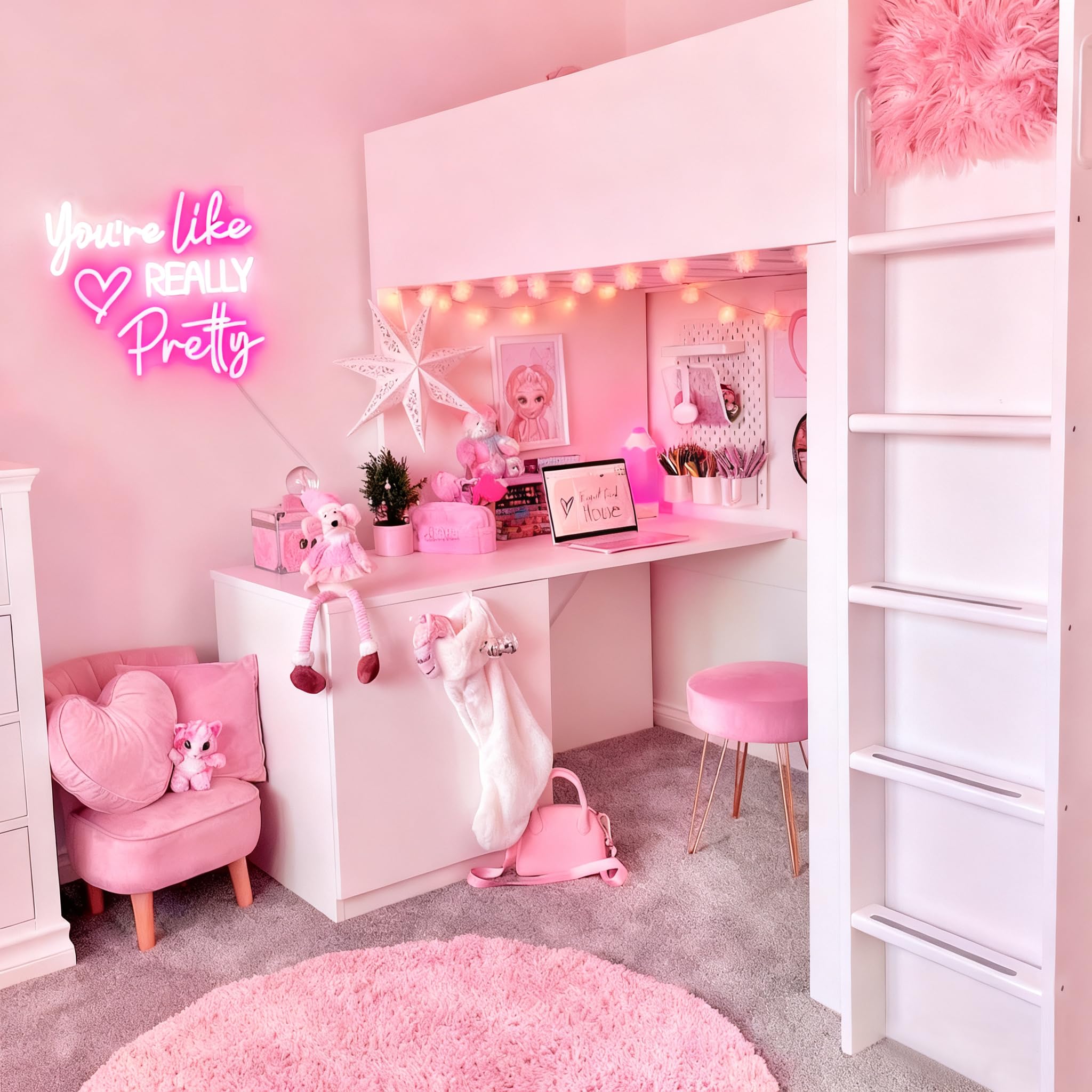 Your Like Really Pretty neonowy znak do dekoracji ścian, różowy wystrój pokoju znak LED na ścianę sypialni, neonowe światło ze ściemniaczem, różowa dekoracja ścienna zasilana przez USB z